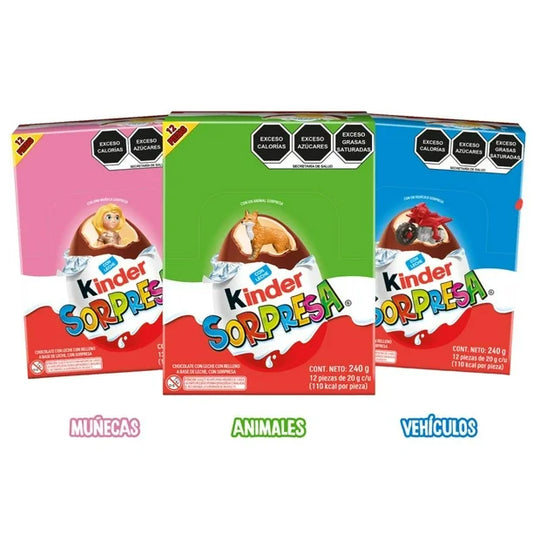 Huevito de Chocolate Kinder Sorpresa Varios Modelos 12 pzas de 20 g c/u