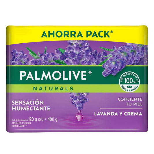 Jabón de Tocador Palmolive Naturals Lavanda y Crema Sensación Humectante 4x120g