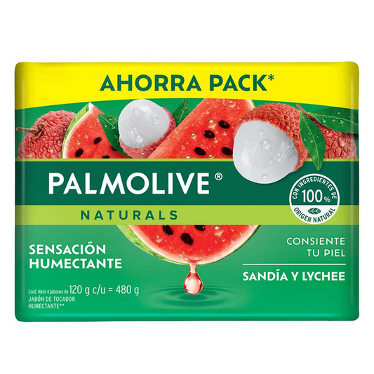 Jabón de Tocador Palmolive Naturals Sandía y Lychee Sensación Humectante 4x120g