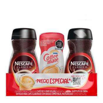 Café Soluble Nescafé Clásico 2 pzas de 350 g + 1 Coffee Mate de 311 g