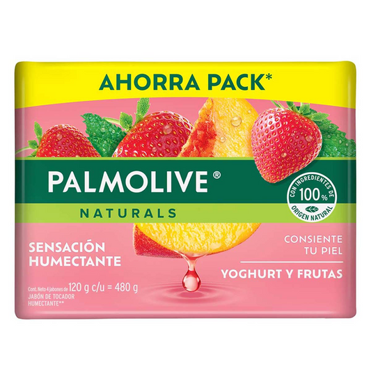 Jabón de Tocador Palmolive Naturals Yoghurt y Frutas Sensación Humectante 4x120g