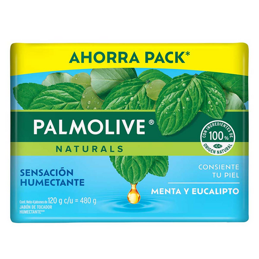 Jabón Tocador Palmolive Naturals Menta y Eucalipto Sensación Humectante 4x120g