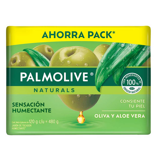 Jabón de Tocador Palmolive Naturals Aloe y Oliva Sensación Humectante 4x120g