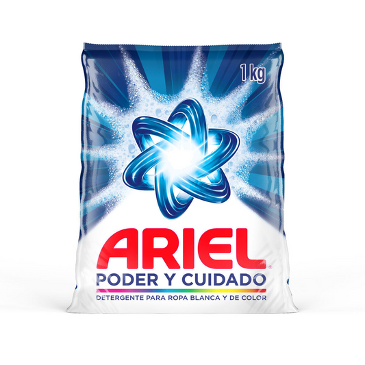 Detergente en Polvo Ariel Poder y Cuidado 8 lavadas 800g